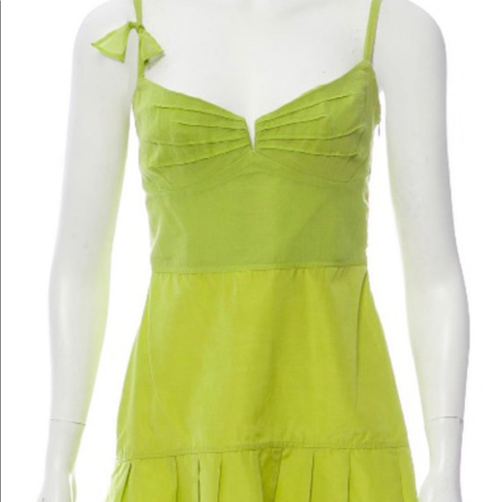 Jil Sander Lime Green Bustier Dress Y2K